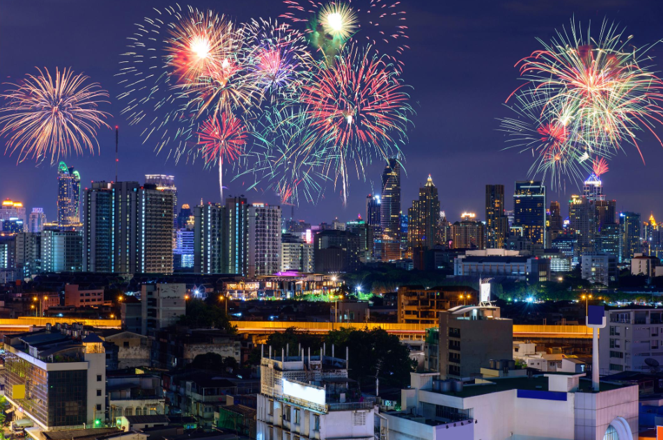 Colorful sparklers and ground chakkar fireworks